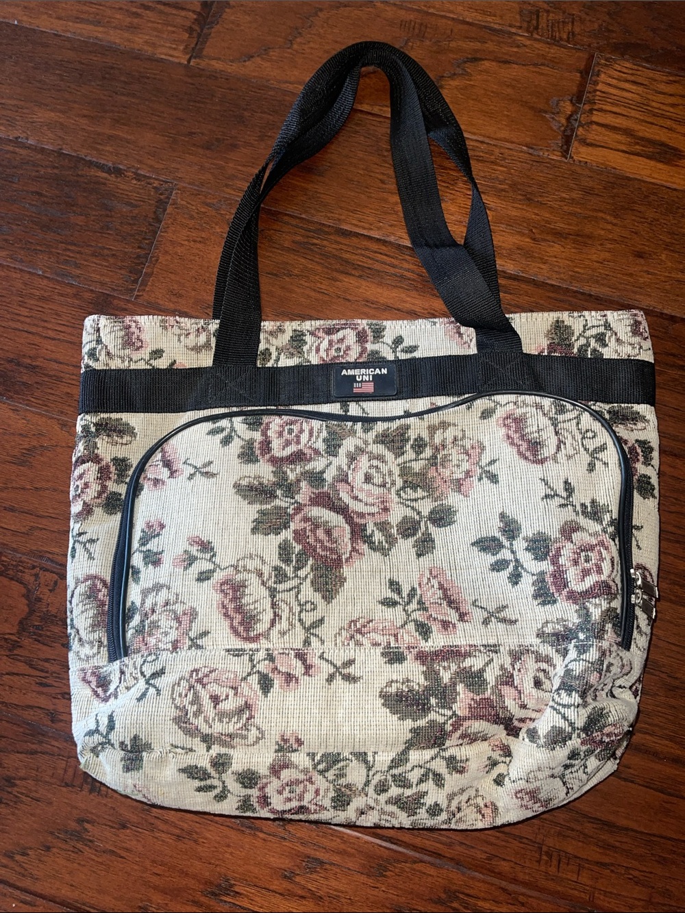 Floral Canvas Tote in Cream and Rose